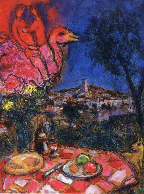 Laid Table with View of Saint-Paul de Vance painting - Marc Chagall Laid Table with View of Saint-Paul de Vance art painting